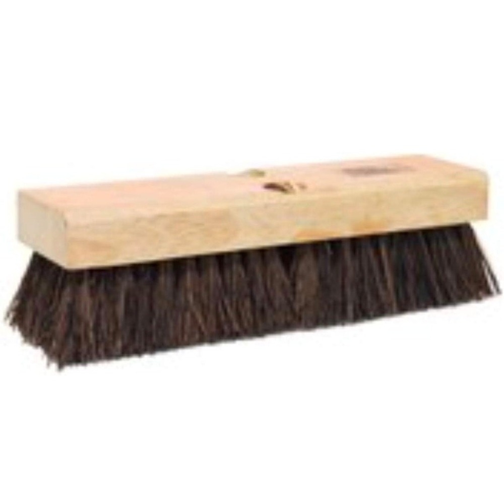 Weiler 44027 12in Deck Scrub Brush Palmyra Fill Wood Block Brown No Handle